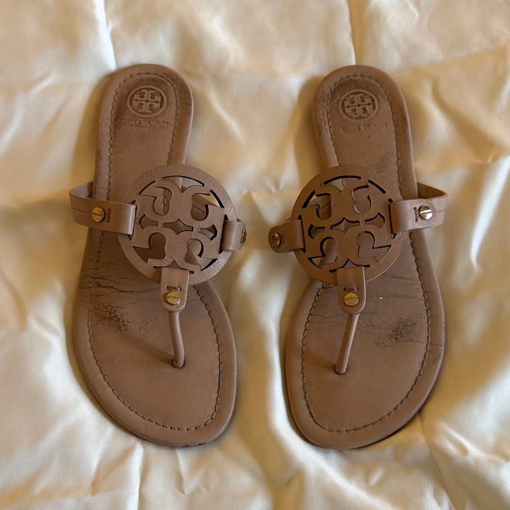 Tory Burch Brown Logo Sandals